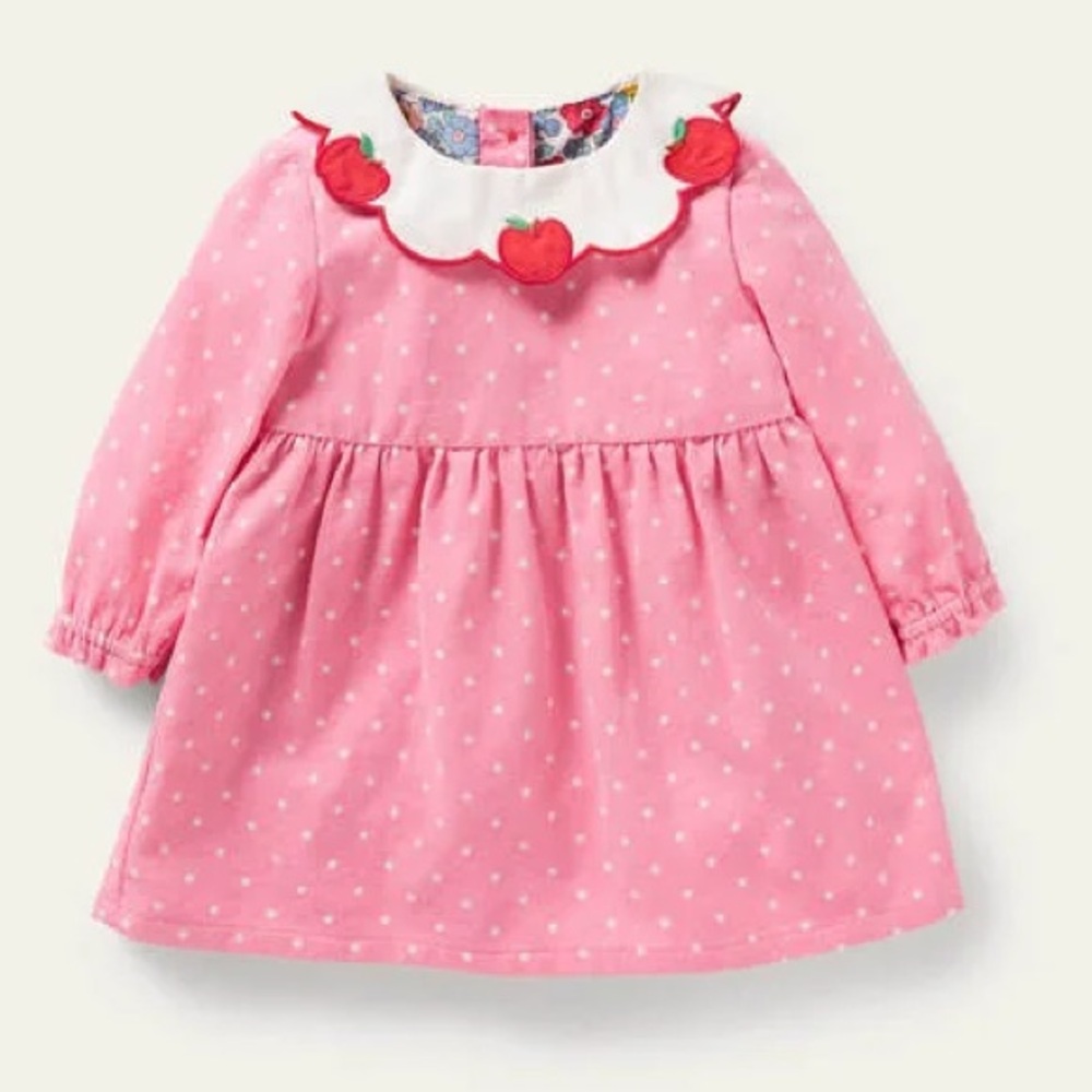 Mini Boden - Apple Collar Corduroy Dress In Formica Pink Pin Spot